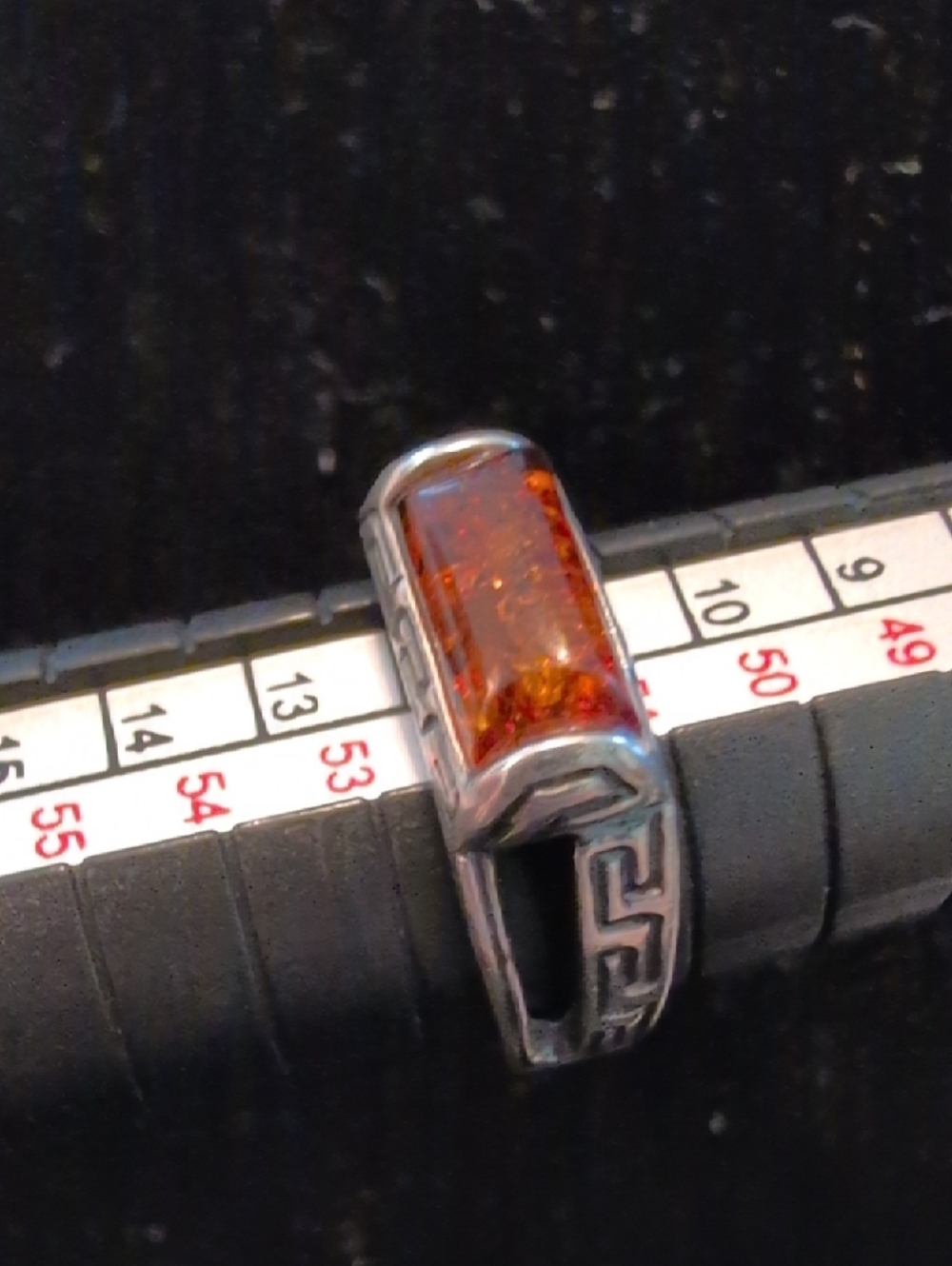 Sterling Silver Ring With Amber